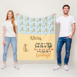 Giraffe Baby Bedtime Story Personalized Fleece Blanket