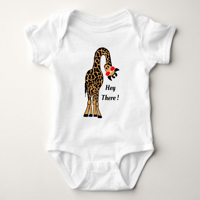 Giraffe Baby Bodysuit - Hipster Animal Romper Gift (Front)