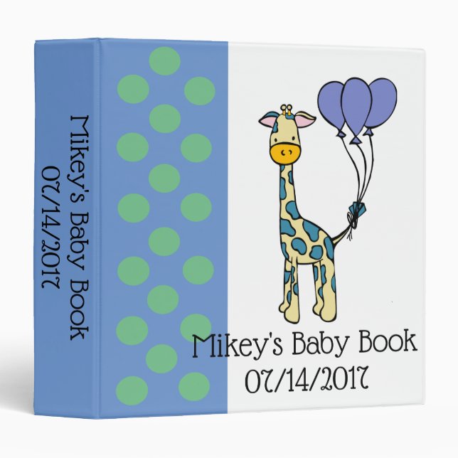 Giraffe Baby Book 3 Ring Binder (Front/Spine)
