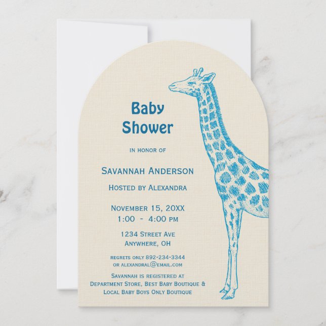 Giraffe Baby Boy Baby Shower Invitation (Front)