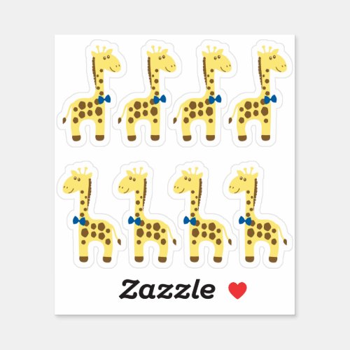 Giraffe Baby Boy Blue Bow Planner  Scrapbook Sticker