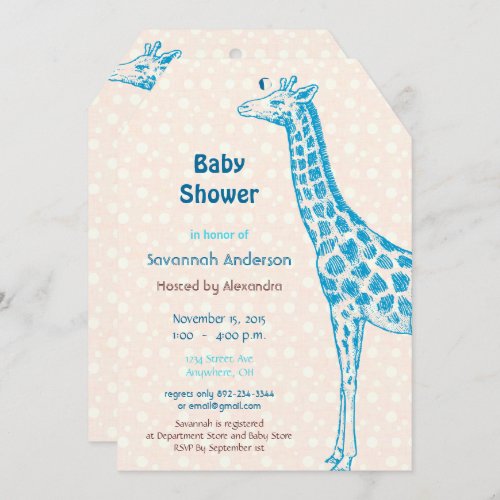 Giraffe Baby Boy Shower Invitations