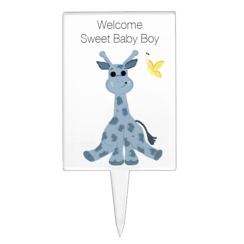 Giraffe Baby Boy Welcome Cake Topper