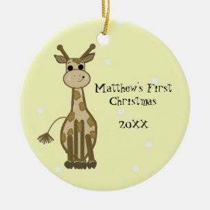 Giraffe Baby First Christmas Ceramic Ornament