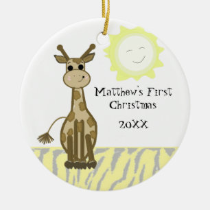Giraffe Baby First Christmas Ceramic Ornament