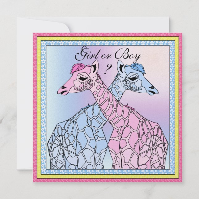 Giraffe Baby Gender Reveal Party Invitation (Front)