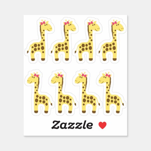 Giraffe Baby Girl Pink Bow Planner  Scrapbook Sticker