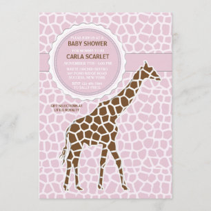 Giraffe Baby Girl Shower Invitation