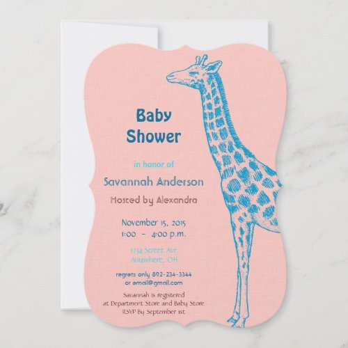 Giraffe Baby Girl Shower Invitations