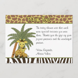 Giraffe Baby Mommy Baby Shower Thank You card FLAT