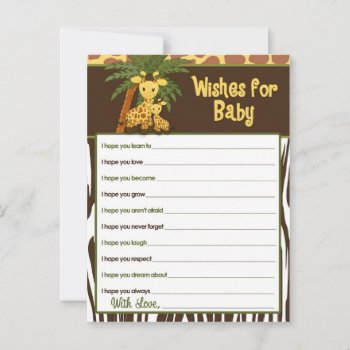 Giraffe Baby & Mommy Wishes For Baby Advice Cards by MonkeyHutDesigns at Zazzle