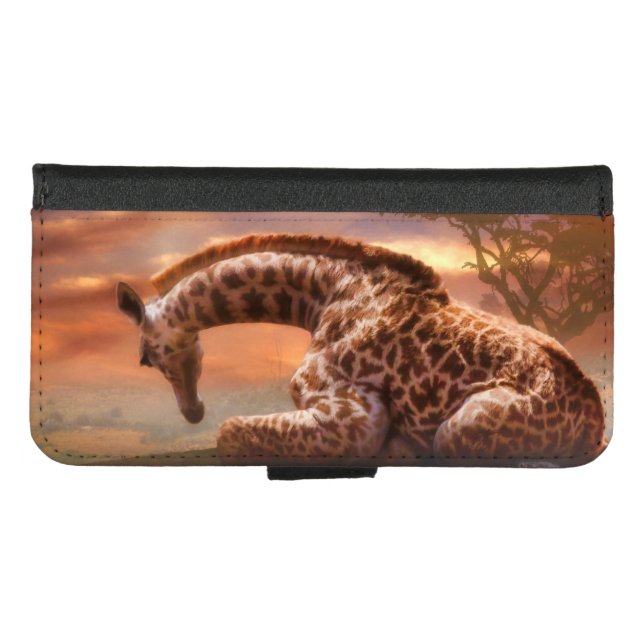 GIRAFFE BABY OF AFRICA iPhone WALLET CASE (Front (Horizontal))