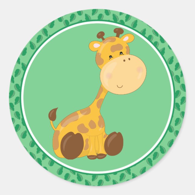 Giraffe | Baby Safari Animals Round Sticker (Front)