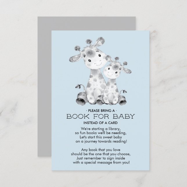 Giraffe Baby Shower Book for Baby Card (Front/Back)