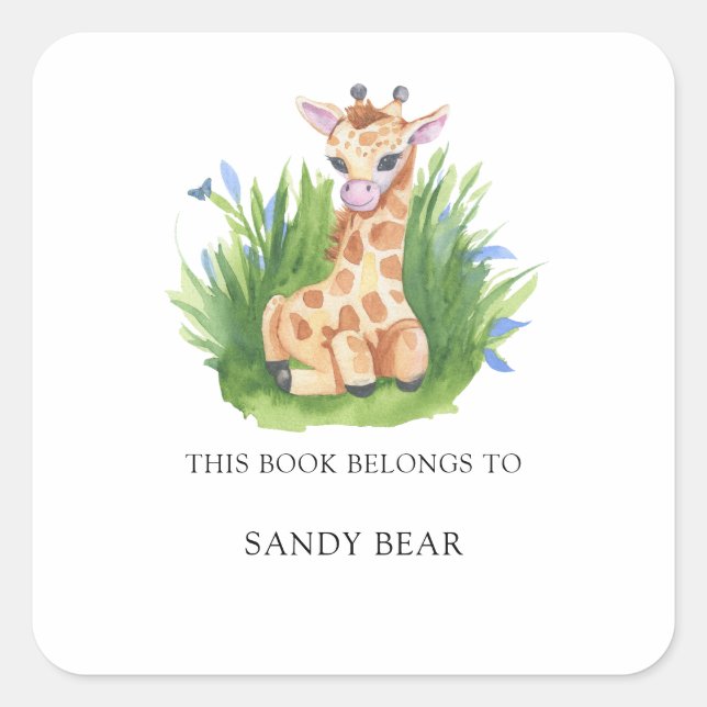 Giraffe - Baby Shower bookplate (Front)