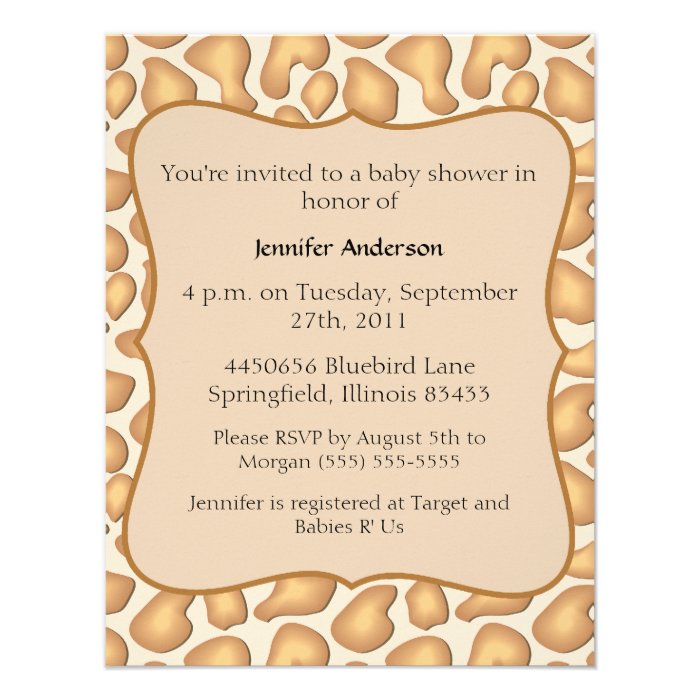 Giraffe Baby Shower Custom Invitations