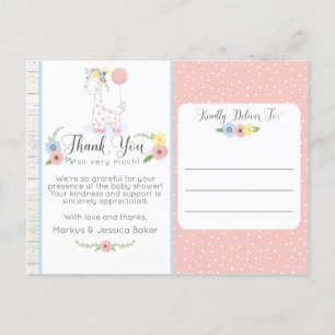 Giraffe Baby Shower Cute Floral Thank You Photo Postcard
