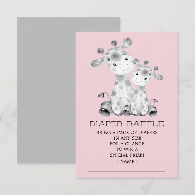 Giraffe Baby Shower Diaper Raffle Ticket Invitation (Front/Back)
