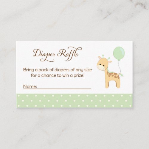 Giraffe Baby Shower Diaper Raffle Tickets Enclosure Card