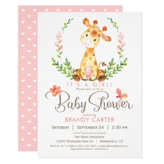 Giraffe Baby Shower Invitations Template 3