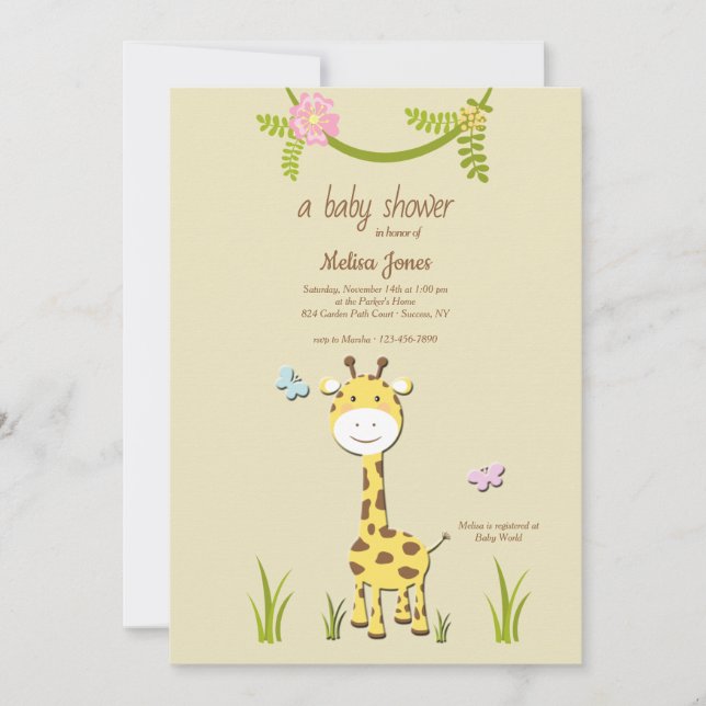 Giraffe Baby Shower Invitation (Front)