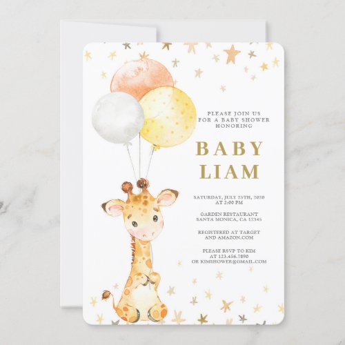 Giraffe Baby Shower Invitation