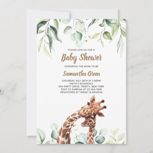 Giraffe Baby Shower Invitation (Front)