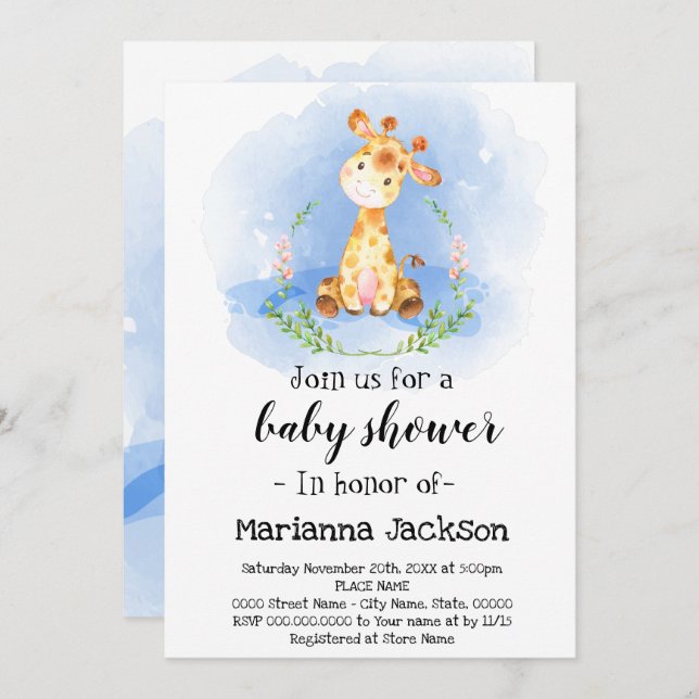 Giraffe  Baby Shower Invitation (Front/Back)