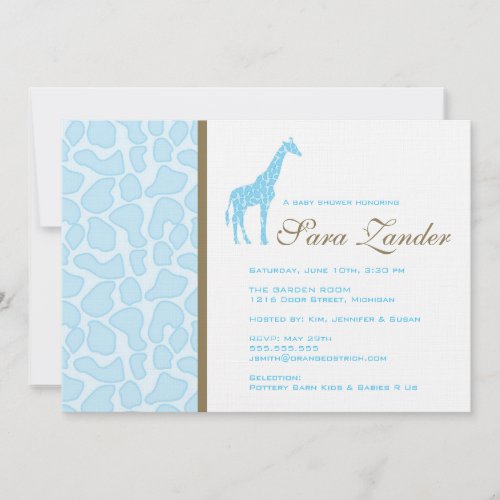 Giraffe Baby Shower Invitation _ Boy