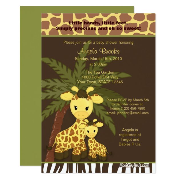 Giraffe Baby Shower Invitation Safari Jungle Mommy