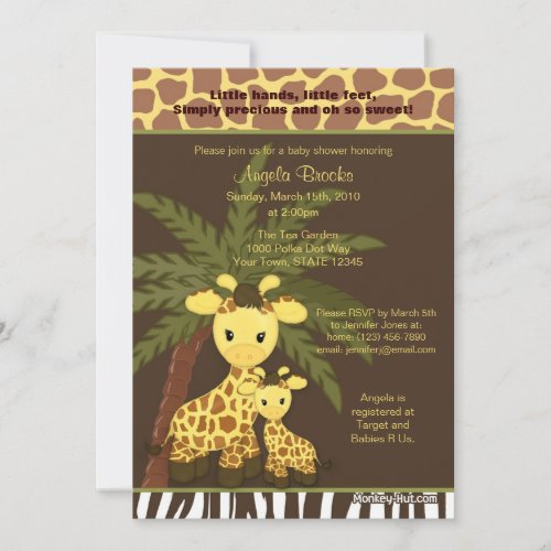 Giraffe Baby Shower Invitation Safari Jungle Mommy