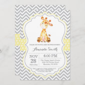 Giraffe Baby Shower Invitation Yellow and Gray (Front/Back)