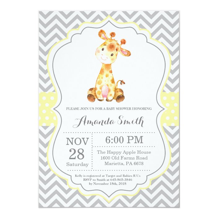 giraffe baby shower invitations