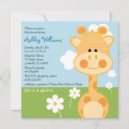 Giraffe Baby Shower Invitations