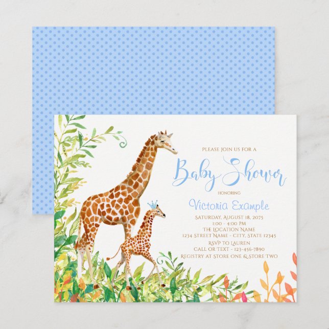 Giraffe Baby Shower Invitations (Front/Back)