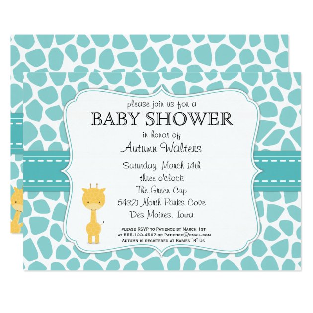 Giraffe Baby Shower Invitations