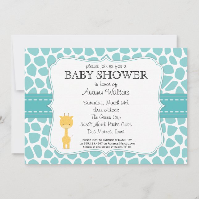 Giraffe Baby Shower Invitations (Front)