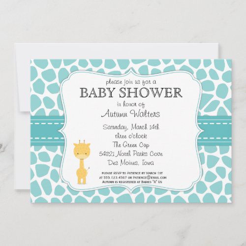 Giraffe Baby Shower Invitations