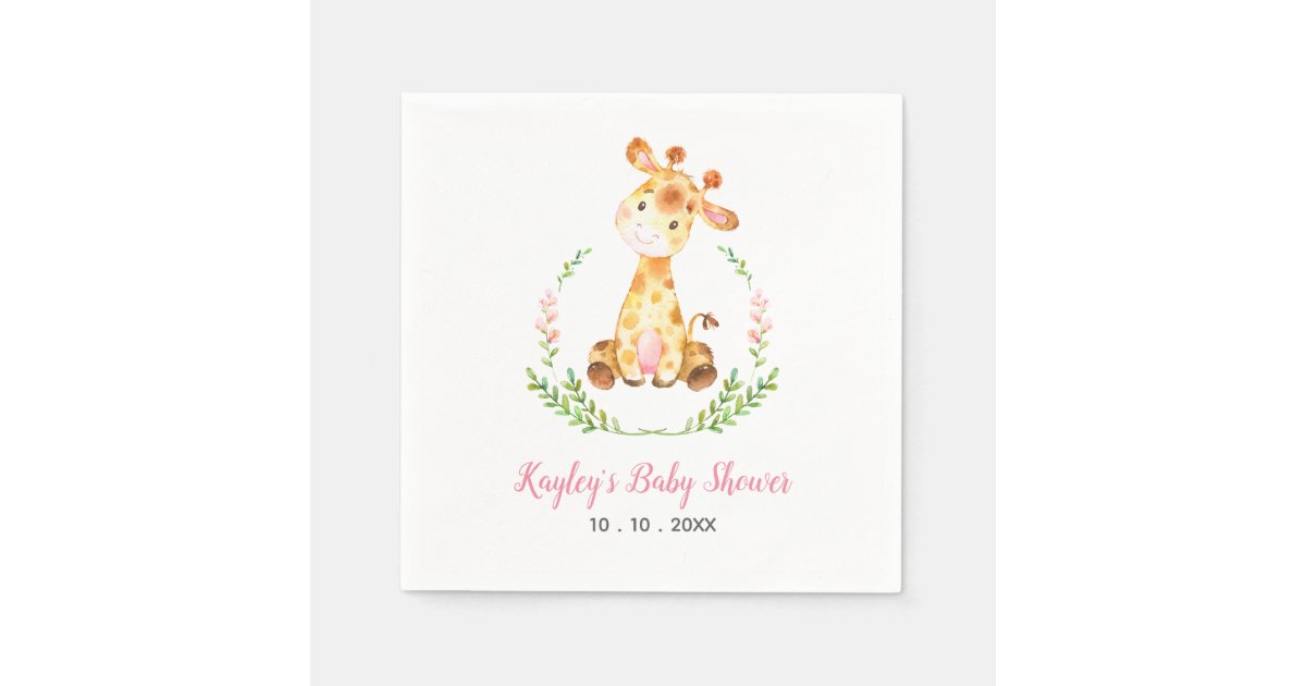 Giraffe Baby Shower Napkin Girl Safari Animal Zazzle Com