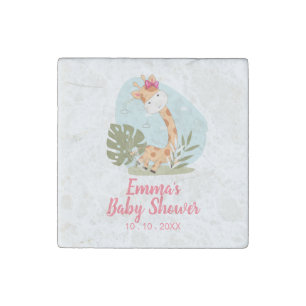 Giraffe Baby Shower Napkin (Girl Safari Animal) Stone Magnet