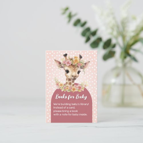 Giraffe Baby Shower Sprinkle Girl Book Request Enclosure Card