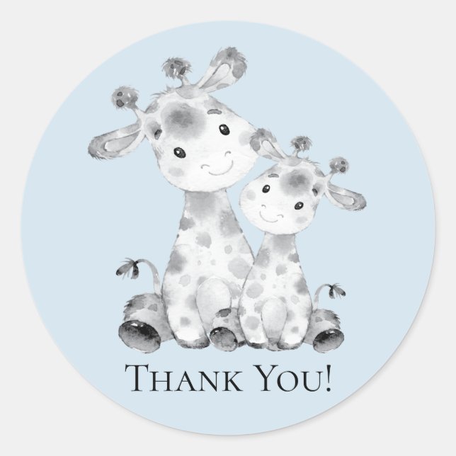 Giraffe Baby Shower Thank You Favor Sticker (Front)