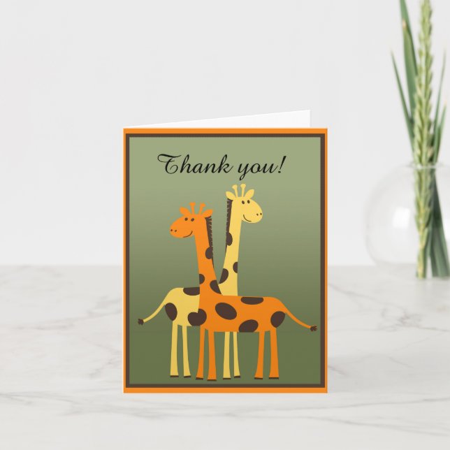 Giraffe Baby Shower Thank You Note Card (Front)