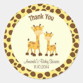 Giraffe Baby Shower Thank You Sticker Woodland