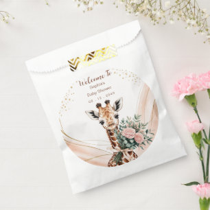 Giraffe Baby Shower Welcome Floral Safari Favor Bag