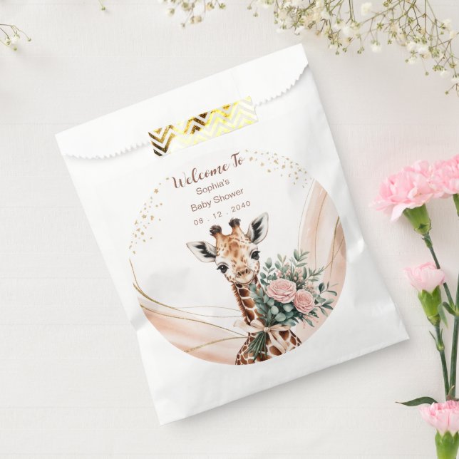 Giraffe Baby Shower Welcome Floral Safari Favor Bag (Sealed)
