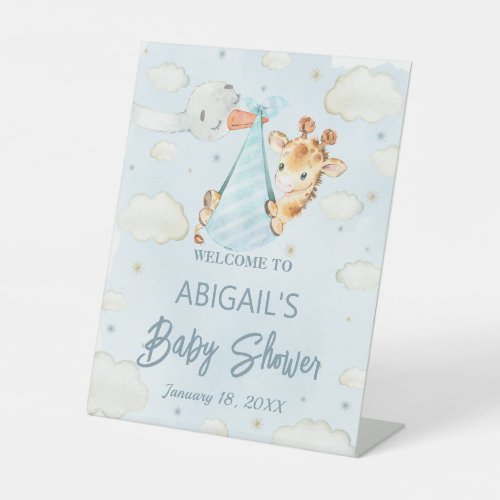 Giraffe Baby Shower Welcome Pedestal Sign