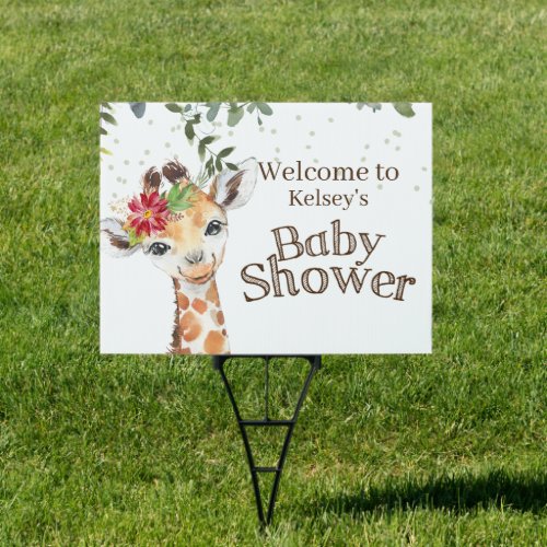 Giraffe Baby Shower Welcome Yard Sign