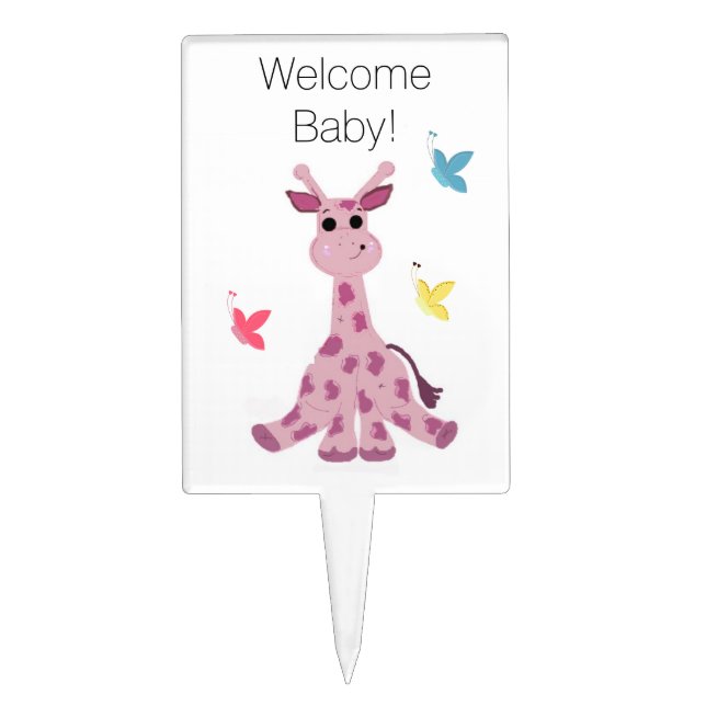 Giraffe Baby Welcome Cake Topper (Front)