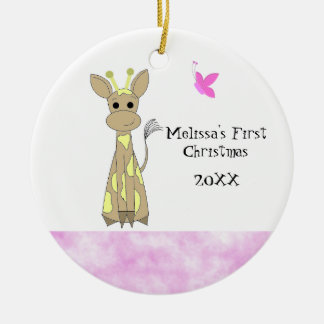 Giraffe Baby's First Christmas Ceramic Ornament